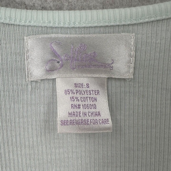 SOFTIES Paddi Murphy Night Gown Womens SMALL Ribbed Lace Trim Light Green - Picture 7 of 10